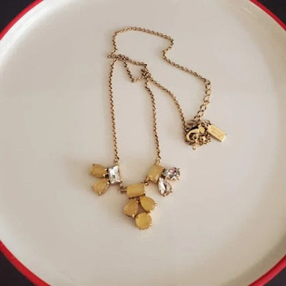 Kate Spade Secret Garden Necklace Butterscotch and Clear Colored Stones - Picture 6 of 7
